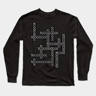 (1953CE-D) Crossword pattern with words from a famous 1953 science fiction book. [Dark Background] Long Sleeve T-Shirt